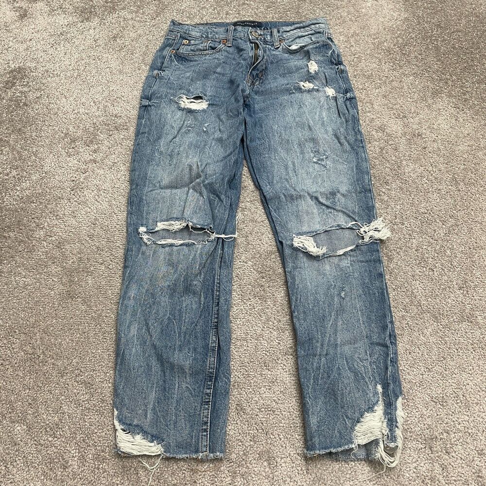 Aeropostale Distressed Mom Jeans Womens 6R Blue High Rise Acid Wash Casual 28x26